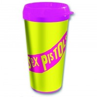 Sex Pistols Yellow Pink Plastic Vacuum Travel Coffee Drinks Mug 100% Official