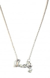 Silver Love Fashion Necklace Pearl Diamond Chain Pendant Ladies Girls Womens