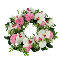Pink And White Ivory Anemone Wreath Plastic Artificial Flowers Decor Home