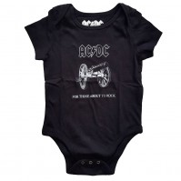 AC/DC Official About to Rock Black Cotton Kids Baby Grow 0-3 To 24 Months
