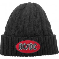 AC/DC Official Unisex Mens Adult Oval Logo Cable Turn Up Beanie Ski Hat Rock