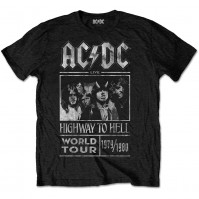 Highway to Hell World Tour 1979/1980 AC/DC Short Sleeve T-Shirts Official Licensed L