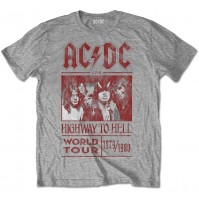 Highway to Hell World Tour 1979/1980 Grey AC/DC Short Sleeve T-Shirts Official M