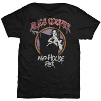 Alice Cooper Official Mad House Rock Mens Black T-Shirt Retro Hard Rock Small