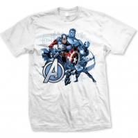 Marvel Comic Official Avengers Group Assemble Size Small Mens White T-Shirt