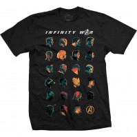 Marvel Comics Official Avengers Infinity War Head Profile Mens Black T-Shirt