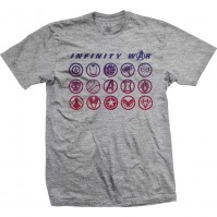Marvel Comics Official Avengers Infinity All Icons Blend Badge Mens Grey T-Shirt Medium