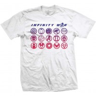 Marvel Comics Official Avengers Infinity All Icons Blend Badge Mens White T-Shirt Medium