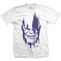 Marvel Comics Official Avengers Infinity Thanos Head Purple Mens White T-Shirt