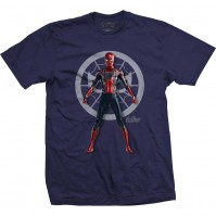 Marvel Comics Official Avengers Infinity Spiderman Badge Mens Navy T-Shirt