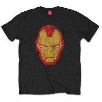 Marvel Comics Mens Black Iron Man Distressed Short Sleece T-Shirt Avengers