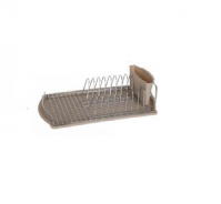 Urban Living Chrome Beige Dish Drainer With Drip Tray & Cutlery Kitchen Rack