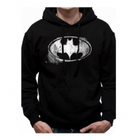 Batman Distressed Logo Official Black Unisex Hooded Sweatshirt Hoodie Mens Small