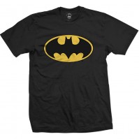 Batman Mens Black Short Sleeve T-Shirt Classic Logo DC Comics Superhero Movie  