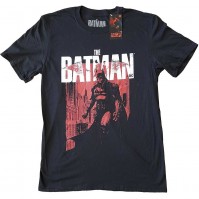The Batman T-Shirt Movie DC Comics Red Figure Mens Black Short Sleeve Official