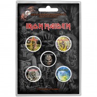 Iron Maiden Faces of Eddie Pack Of Five Button Badge Rock Band Official Product