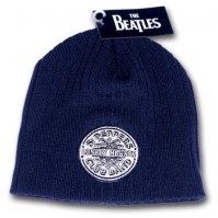 The Beatles Official Lonely Hearts Club Navy Knitted Beanie Hat One Size