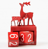 Red And White Polka Dot Reindeer Countdown Christmas Calendar Block Advent