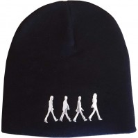 The Beatles Official Mens Black Beanie Hat With Sonic Silver Abbey Road Logo