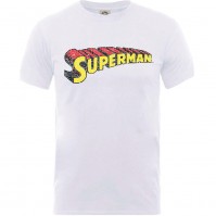 DC Comics Superman Telescopic Crackle Logo X Large Mens White T-shirt Official