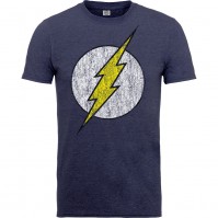 DC Comics Mens Grey Blue T Shirt Originals Flash Logo Distressed Small