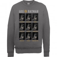 Many Moods Of Batman Design Mens Dark Grey Sweatshirt Jumper DC Comics Official Small
