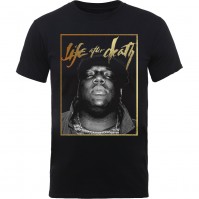 Biggie Smalls Official Mens Black T-Shirts Life Gold XLarge