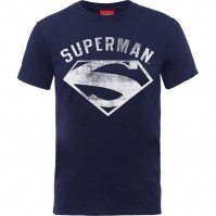 Medium Navy DC Comics Superman Logo Spray Tshirt Official Merchandise Mens