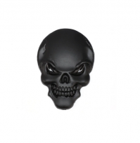 Matte Black Skull Emblem Metal Badge 3D Effect Car Decal Sticker Sign Rear Bumper