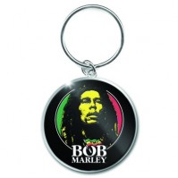Bob Marley Face Picture Logo Flag Metal Black Keychain Keyring Fan Gift Official