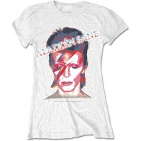 David Bowie Aladdin Sane Flash Official Ladies White T-Shirt Womens Girls
