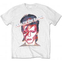 David Bowie Aladdin Sane Flash Official Mens White T-Shirt Retro Vintage Ziggy Small