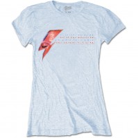 David Bowie Aladdin Sane Eye Flash Official Ladies Blue T-Shirt Ziggy Womens Girls Large