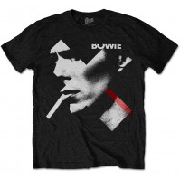 David Bowie Mens Black Short Sleeve X Smoke Red T-Shirt Retro Ziggy Small