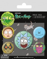 Rick And Morty Heads 5 Piece Pin Badge Pack Official Licensed Merchandise