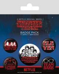 Stranger Things Official Characters Eleven Barb Set Of 5 Badge Pack Pin Badge
