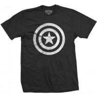 Captain America Distressed Shield Mens Black T Shirt Civil War Marvel Comics Small