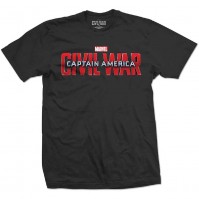 Captain America Civil War Logo Mens Black T Shirt Avengers Marvel Comics Iron Man Small
