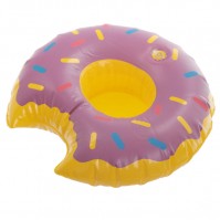 Purple Doughnut Inflatable Drinks Holder Floating Pool Beach Hot Tub Bath Can Beer Cup 