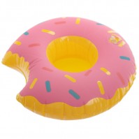 Pink Doughnut Inflatable Drinks Holder Floating Pool Beach Hot Tub Bath Can Beer Cup 