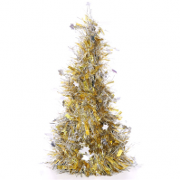 Small Silver And Gold Tinsel Cone Star Christmas Decoration Xmas Office Home