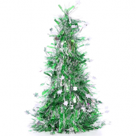 Small Green And Silver Tinsel Cone Stars Christmas Decoration Xmas Office Home