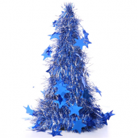 Small Blue And Silver Tinsel Cone Stars Christmas Decoration Xmas Office Home