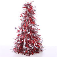 Small Red And Silver Tinsel Cone Stars Christmas Decoration Xmas Office Home