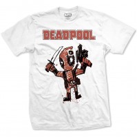 Deadpool Cartoon Bullet Official Mens White Short Sleeve T-Shirt Marvel Comics
