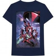 Marvel Comics Official Deadpool Family Mens Navy Blue Short Sleeve T-Shirt Wade Medium