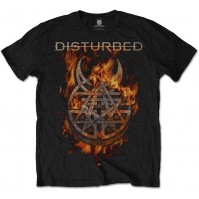 Disturbed Mens Black Short Sleeve Burning Belief T-Shirt Logo Band Rock Metal Small