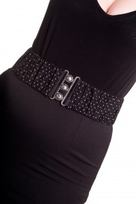 Black Dotti Medium Hell Bunny Retro Elasticated Belts Plus Size Rockabilly Vintage Retro
