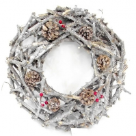 40cm Twiggy Wreath Ring With Cones And Berries Natural Christmas Decoration Xmas