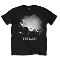 Bob Dylan Guitar & Logo Black Short Sleeve Mens T-Shirt Official Classic Small